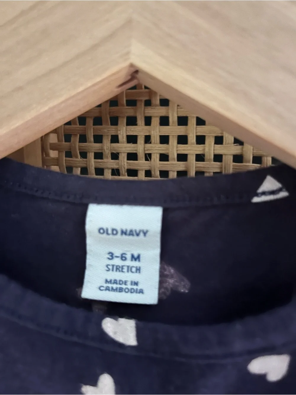Old Navy 3-6M Navy Blue Heart Print Long-Sleeve Dress